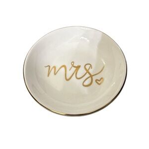 Gold and White 'Mrs' Ring Trinket Dish